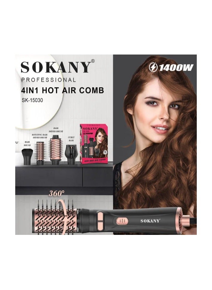 sokany Sokany 5*1 Rotating and Interchangeable Hair Dryer Set 1400 Watts SK-15030 Straightens, Styles, Moisturizes and Protects Hair Down to the Roots Made of Hair-Safe Copper - One Year Warranty  - Image 2