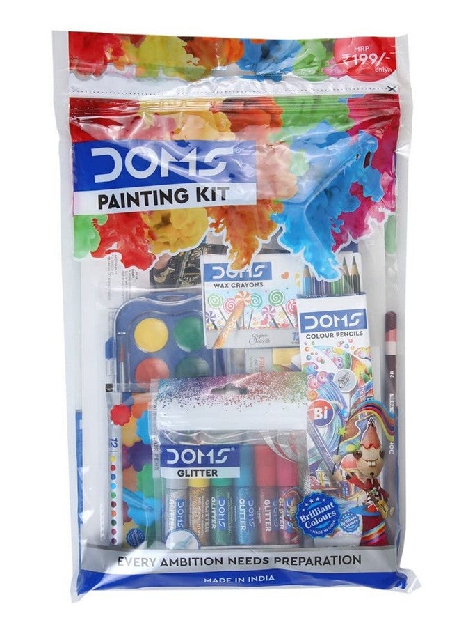 DOMS Painting Kit | Perfect Value Pack | Kit for School Essentials | Gifting Range for Kids | Combination of 9 Painting & Coloring Items Multicolor - Image 1