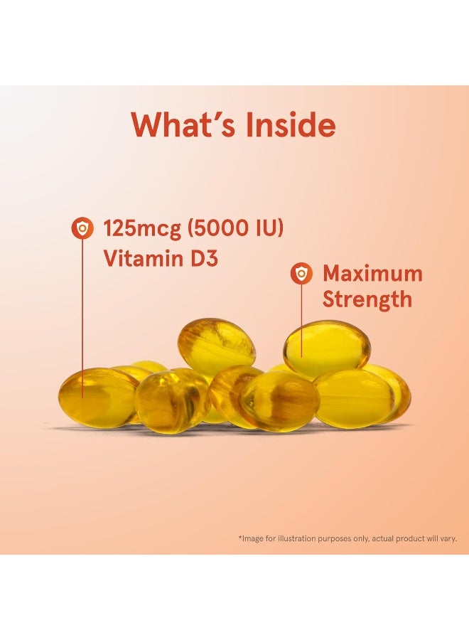 Jarrow Formulas Vitamin D3 125 mcg (5000 IU) - 100 Servings (Softgels) - Bone Health, Immune Support & Calcium Metabolism Support - Vitamin D Supplement - D3 Vitamins - 5000 IU Vitamin D - Gluten Free - Image 3