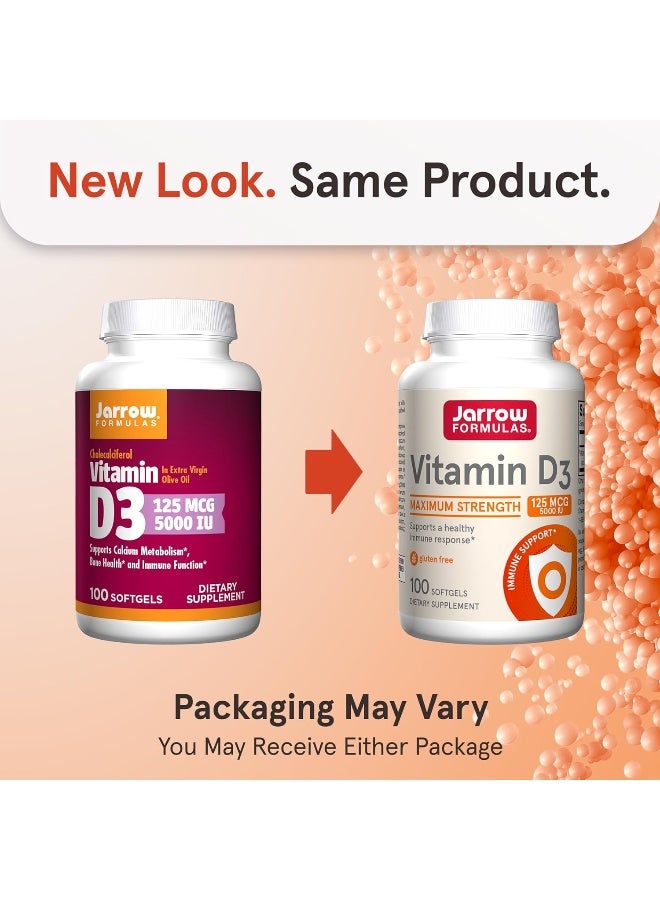 Jarrow Formulas Vitamin D3 125 mcg (5000 IU) - 100 Servings (Softgels) - Bone Health, Immune Support & Calcium Metabolism Support - Vitamin D Supplement - D3 Vitamins - 5000 IU Vitamin D - Gluten Free - Image 2