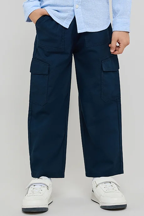 أر أند بي Solid Cargo Pants with Drawstring Waist