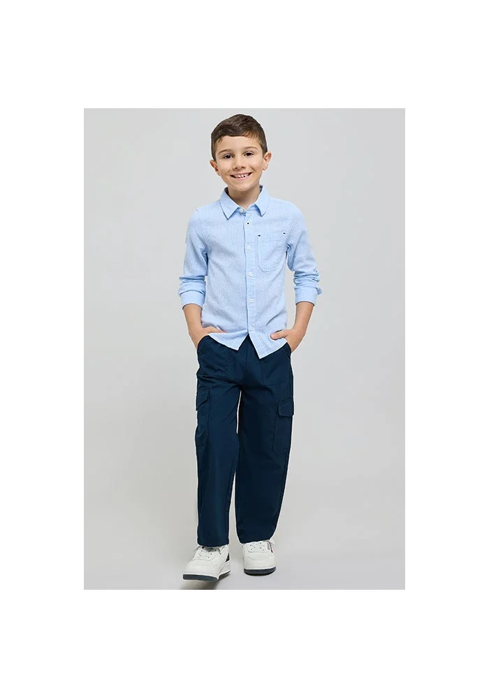 R&b Solid Cargo Pants with Drawstring Waist