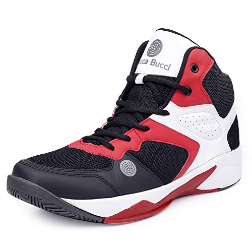 Bacca Bucci® Men's Wager Basketball Shoes with Natural Rubber Sole & Breathable Upper- Red/White,Size UK10 - Image 1