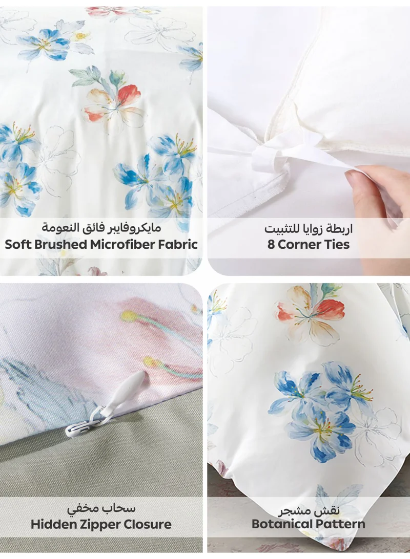 Donetella QUEEN (150x200 cm) Digital Print Duvet cover Set,Queen Size 200x230 cm - 4-Pcs Bed Set, Microfiber - 1 Duvet Cover, 1 Fitted Sheet, 1 Pillow Shams, 1 Pillowcases (Filler Not Include)  | Best Price UAE