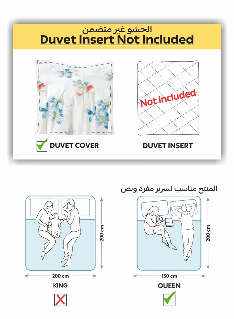 Donetella QUEEN (150x200 cm) Digital Print Duvet cover Set,Queen Size 200x230 cm - 4-Pcs Bed Set, Microfiber - 1 Duvet Cover, 1 Fitted Sheet, 1 Pillow Shams, 1 Pillowcases (Filler Not Include)  | Best Price UAE