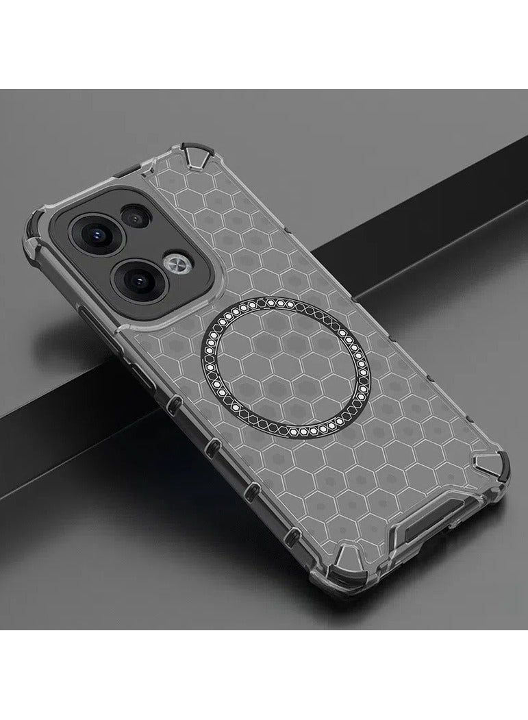 OPPO Reno13F Honeycomb Magnetic Case for OPPO Reno13F, 4 Corners Drop Protection Case