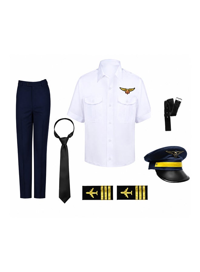 Toy Land Kids Pilot Costume Set with Hat and Tie – Airline Captain Role Play Fancy Dress Outfit for Boys of age 6 to 7 years - Image 1