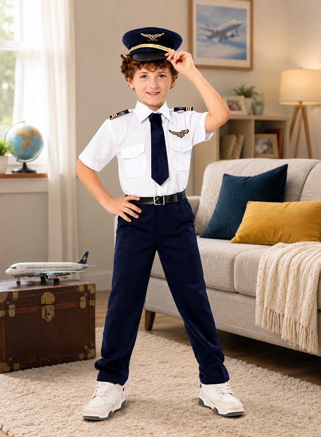 Toy Land Kids Pilot Costume Set with Hat and Tie – Airline Captain Role Play Fancy Dress Outfit for Boys of age 6 to 7 years - Image 3