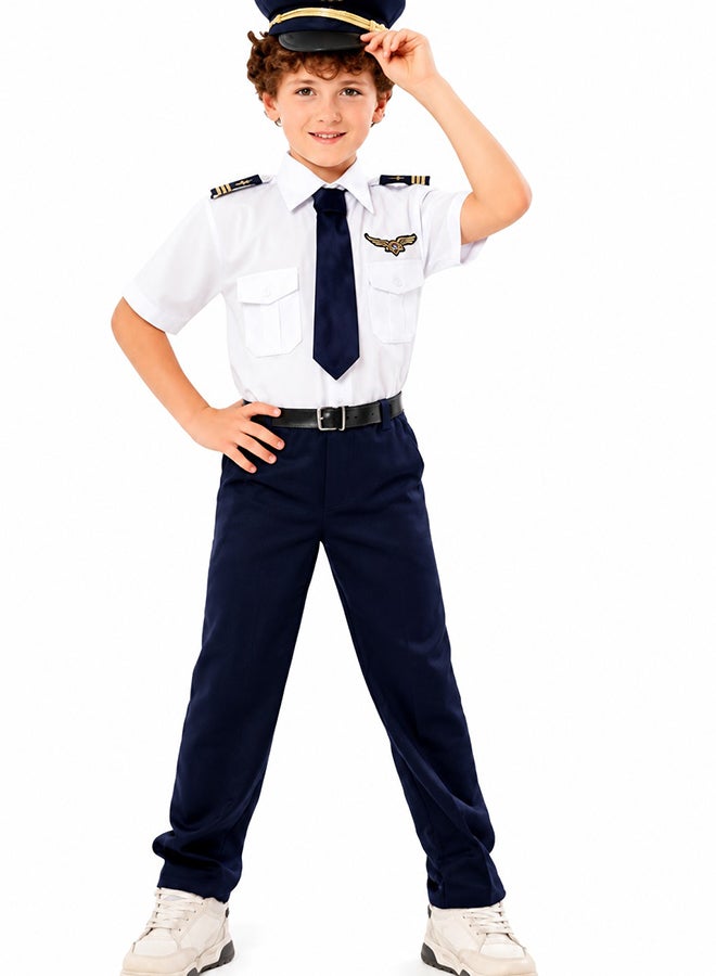 Toy Land Kids Pilot Costume Set with Hat and Tie – Airline Captain Role Play Fancy Dress Outfit for Boys of age 6 to 7 years - Image 2