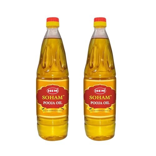 HEM Soham Clove Pooja Oil 900ml, Pack of 2 | Premium Sacred Oil for Rituals, Lighting Diyas & Lamps | Long-Lasting Flame & Pure Aroma | Ideal for Daily Puja, Festivals & Ceremonies - Image 1