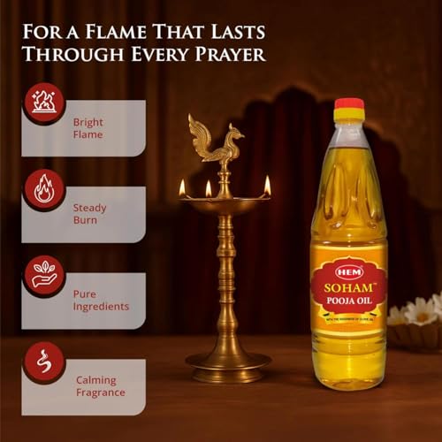 HEM Soham Clove Pooja Oil 900ml, Pack of 2 | Premium Sacred Oil for Rituals, Lighting Diyas & Lamps | Long-Lasting Flame & Pure Aroma | Ideal for Daily Puja, Festivals & Ceremonies - Image 3