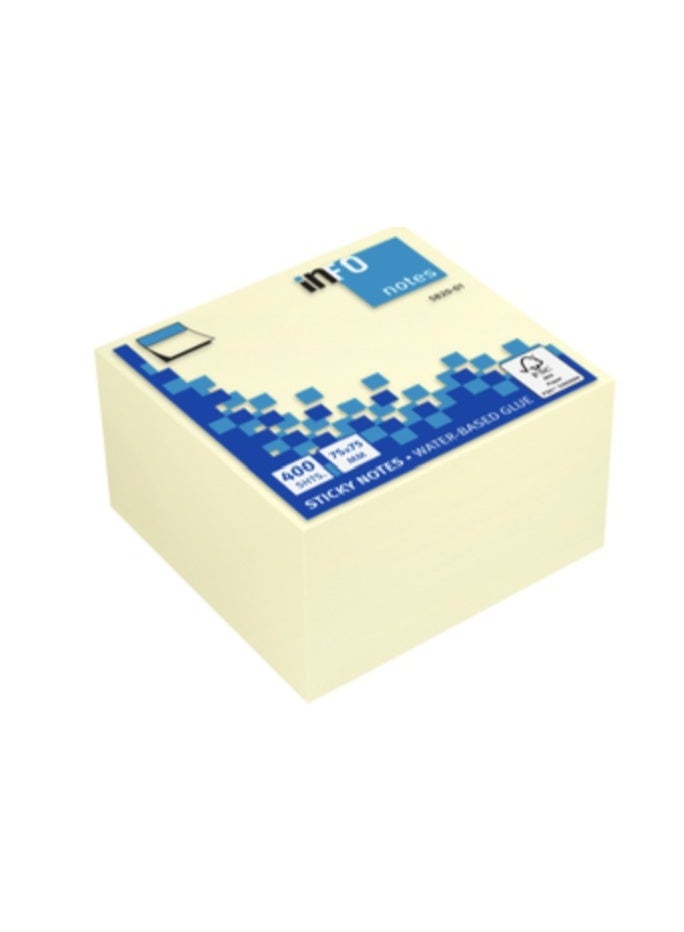 infonotes - STICKY NOTE, 400 sheets, 75x 75mm, Pastel yellow
