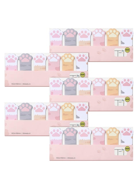 600 Sheets Cartoon Sticky Notes Mini Cat Paw Index Tabs Self-Stick Memo Pads Annotation Bookmarks Page Marker Flags for Home School Office Aesthetic Supplies