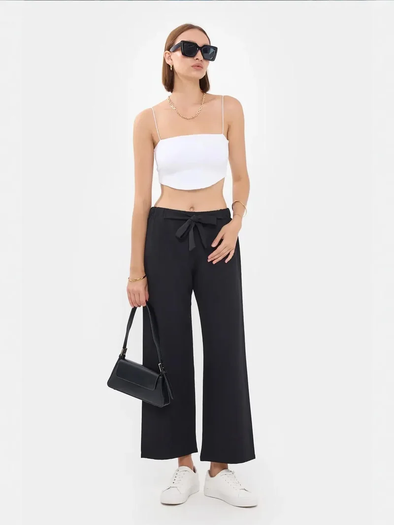 هيكاب بنطلون واسع الساق برباط