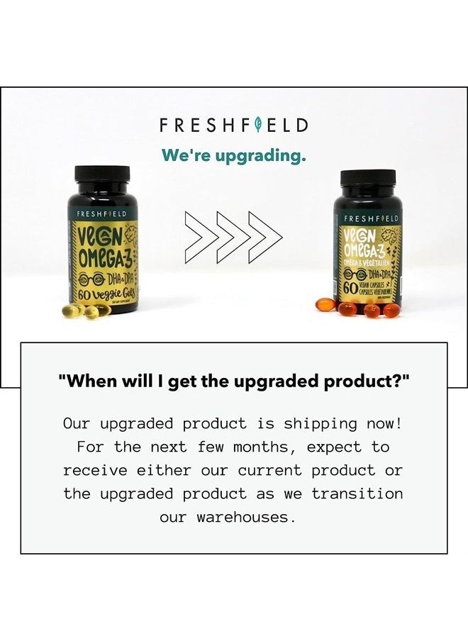 Freshfield Naturals - Freshfield Vegan Omega 3 DHA + DPA: Carrageenan Free, Compostable Bottle Made from Plants, Fish Oil Replacement, Carbon Neutral. Supports Heart, Brain, Joint Health (60) - Image 1