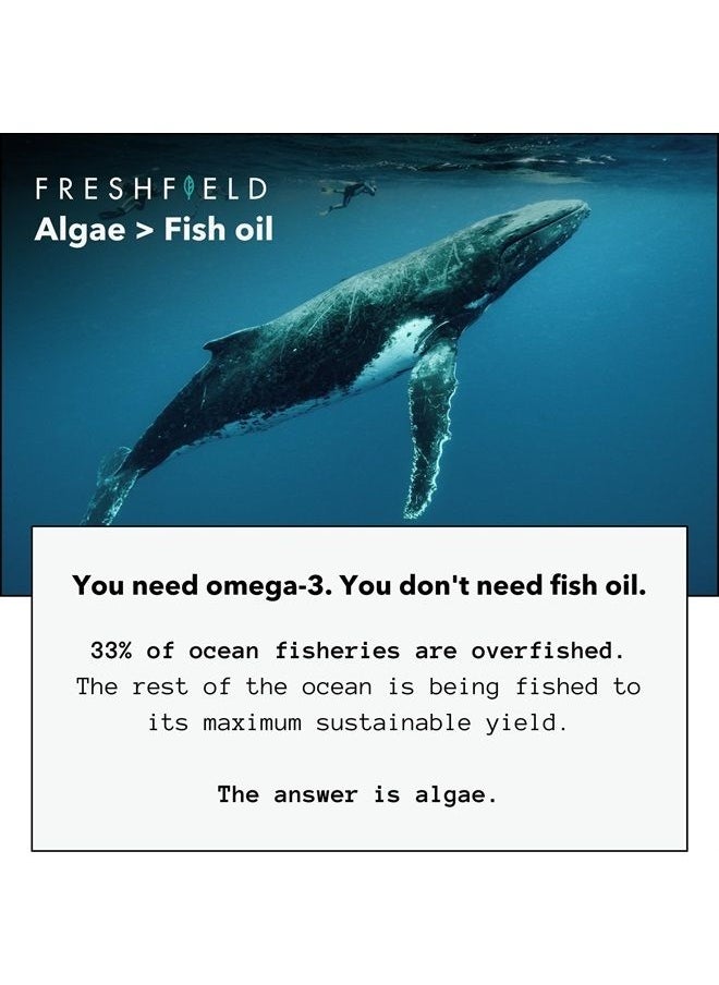 Freshfield Naturals - Freshfield Vegan Omega 3 DHA + DPA: Carrageenan Free, Compostable Bottle Made from Plants, Fish Oil Replacement, Carbon Neutral. Supports Heart, Brain, Joint Health (60) - Image 1