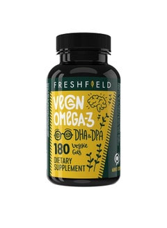 Freshfield Vegan Omega 3 DHA + DPA: Carrageenan Free, Compostable Bottle Made from Plants, Fish Oil Replacement, Carbon Neutral. Supports Heart, Brain, Joint Health (60)