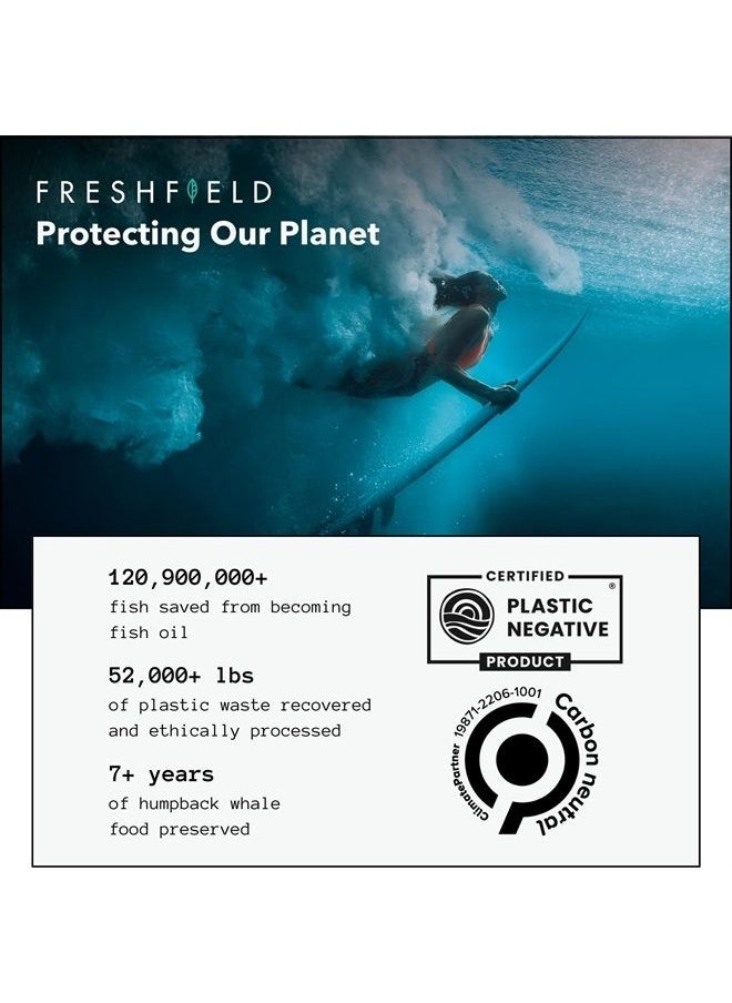 Freshfield Naturals - Freshfield Vegan Omega 3 DHA + DPA: Carrageenan Free, Compostable Bottle Made from Plants, Fish Oil Replacement, Carbon Neutral. Supports Heart, Brain, Joint Health (60) - Image 1