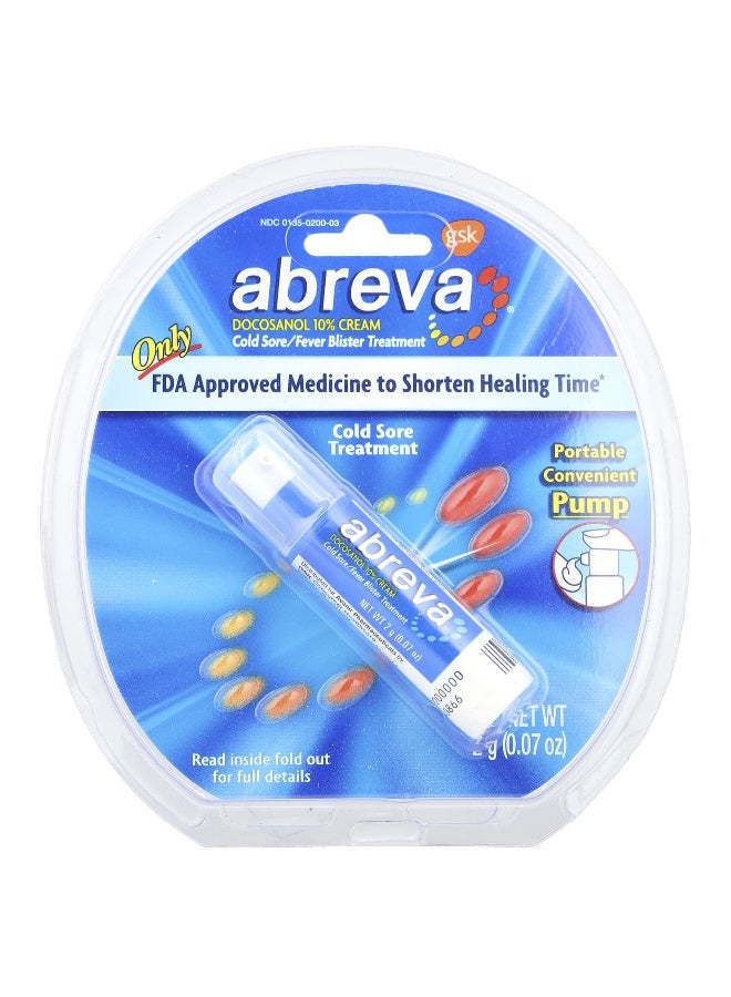 abreva Abreva, Cold Sore/Fever Blister Treatment, Pump, 0.07 oz (2 g) - Image 2