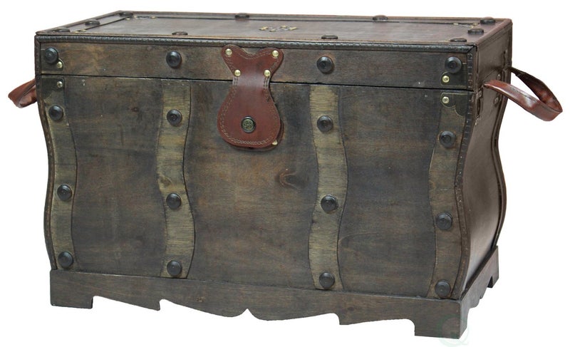 vintiquewise Antique Style Distressed Wooden Pirate Treasure Chest Coffee Table Trunk 