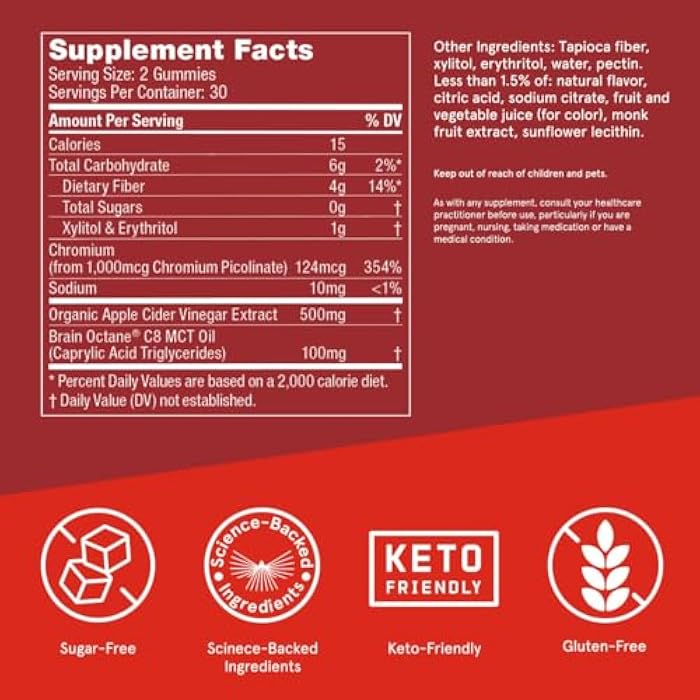 Bulletproof حلوى خل التفاح المضاد للرصاص خالية من السكر، 60 قطعة، مكمل كيتو للشهية، يدعم الأيض - Image 2