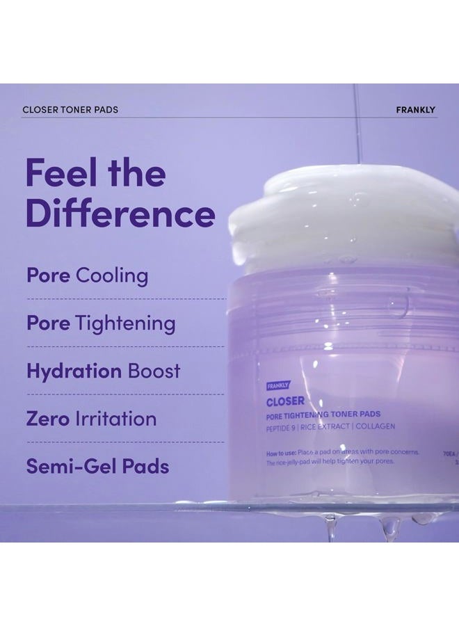 FRANKLY Pore Closer Toner Pads l Rice Jelly Pads with 9 Peptides, Vegan Collagen, Rice Extract l Pore Minimizer l Hydrating for All skin types l Korean Skin Care | 70 Count - Image 4