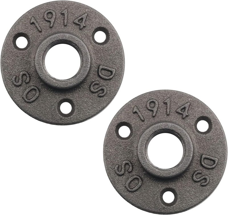 كلاراكو شفة أرضية مقاس 1/2 بوصة من كلاراكو، قطعتان، رمادي غامق، شفة أرضية ريترو مقاس 1/2 بوصة، تركيبات أنابيب حديدية ملولبة للتركيب على الحائط، ديكور صناعي على طراز ستيم بانك ريترو، شفة من الحديد الزهر - Image 1