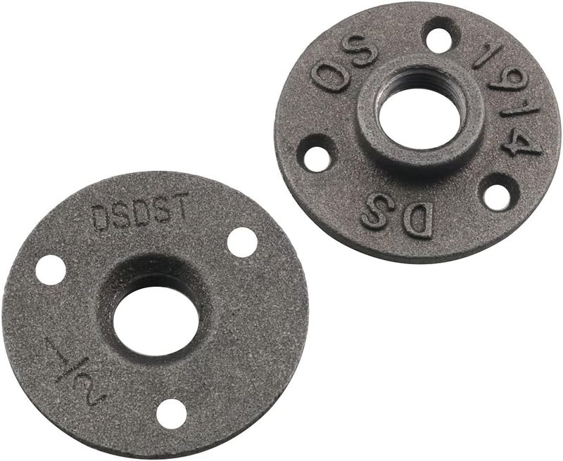 كلاراكو شفة أرضية مقاس 1/2 بوصة من كلاراكو، قطعتان، رمادي غامق، شفة أرضية ريترو مقاس 1/2 بوصة، تركيبات أنابيب حديدية ملولبة للتركيب على الحائط، ديكور صناعي على طراز ستيم بانك ريترو، شفة من الحديد الزهر - Image 2