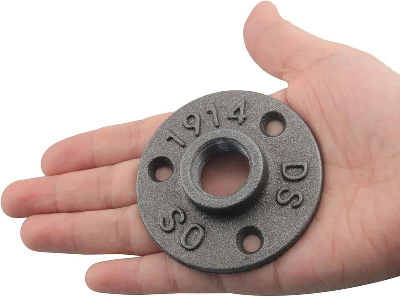 كلاراكو شفة أرضية مقاس 1/2 بوصة من كلاراكو، قطعتان، رمادي غامق، شفة أرضية ريترو مقاس 1/2 بوصة، تركيبات أنابيب حديدية ملولبة للتركيب على الحائط، ديكور صناعي على طراز ستيم بانك ريترو، شفة من الحديد الزهر - Image 5