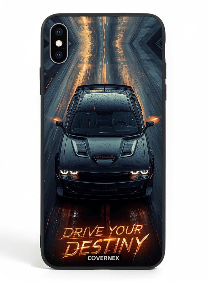 Covernex Apple iPhone Xs Max Protective Case Cover Printed Featuring Drive Your Desting Dark Muscle Car - Image 2