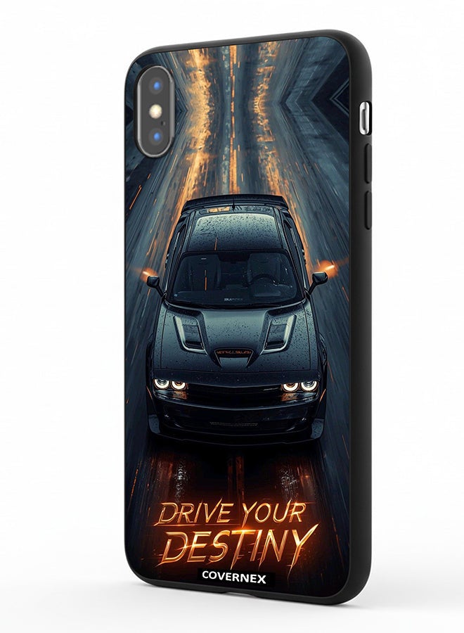 Covernex Apple iPhone Xs Max Protective Case Cover Printed Featuring Drive Your Desting Dark Muscle Car - Image 1
