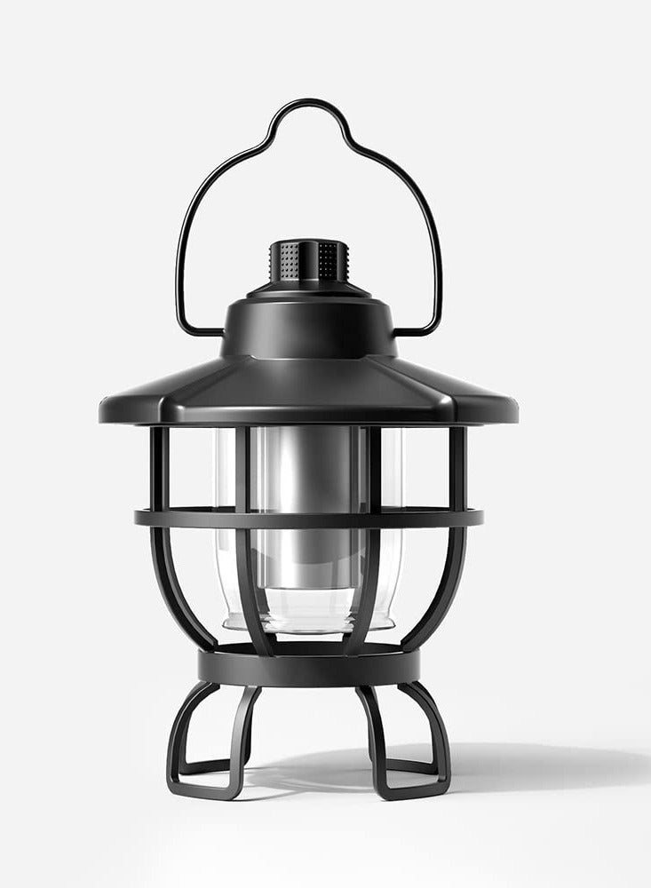 SYOSI Camping Lamp Portable Retro Atmosphere Rechargeable Horse Tent Black  - Image 1