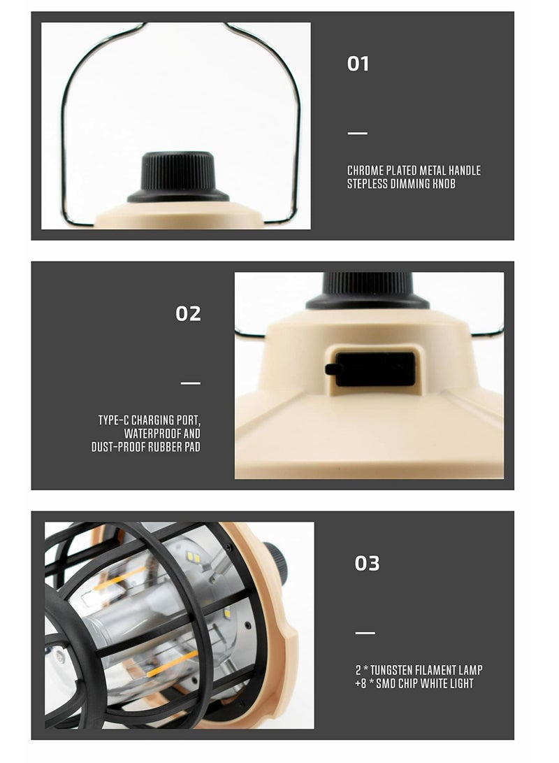 SYOSI Camping Lamp Portable Retro Atmosphere Rechargeable Horse Tent Black  - Image 5