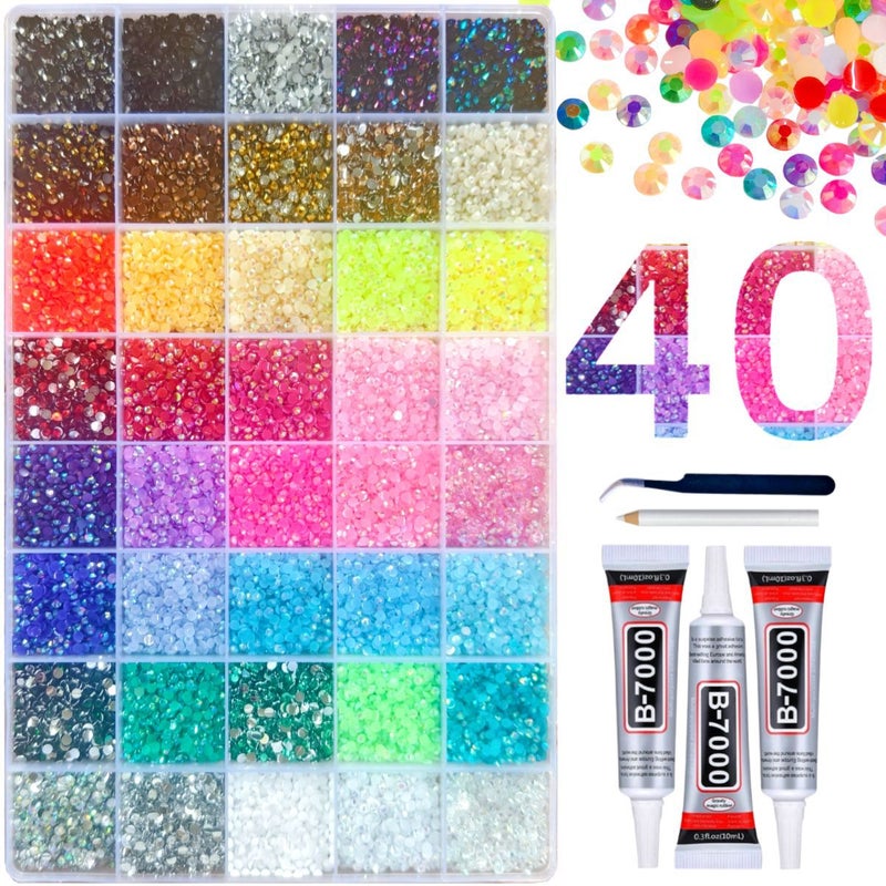 Hot Selling 42-Slot Mixed Color 3mm Jelly Resin Flatback Rhinestones for DIY Phone Case, Mug, Nail Art - Image 2