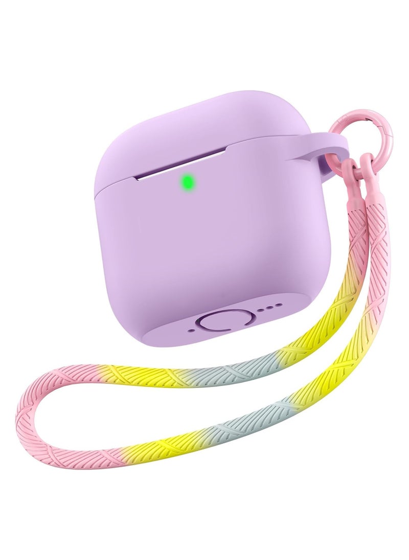 Generic - Compatible With Airpods 4 Case Cover - 2024 Airpod 4th Generation Soft Silicone Case with Lanyard and Keychain for Women, Shockproof Drop Protection Scratch Resistant Cute (Purple) - Image 1