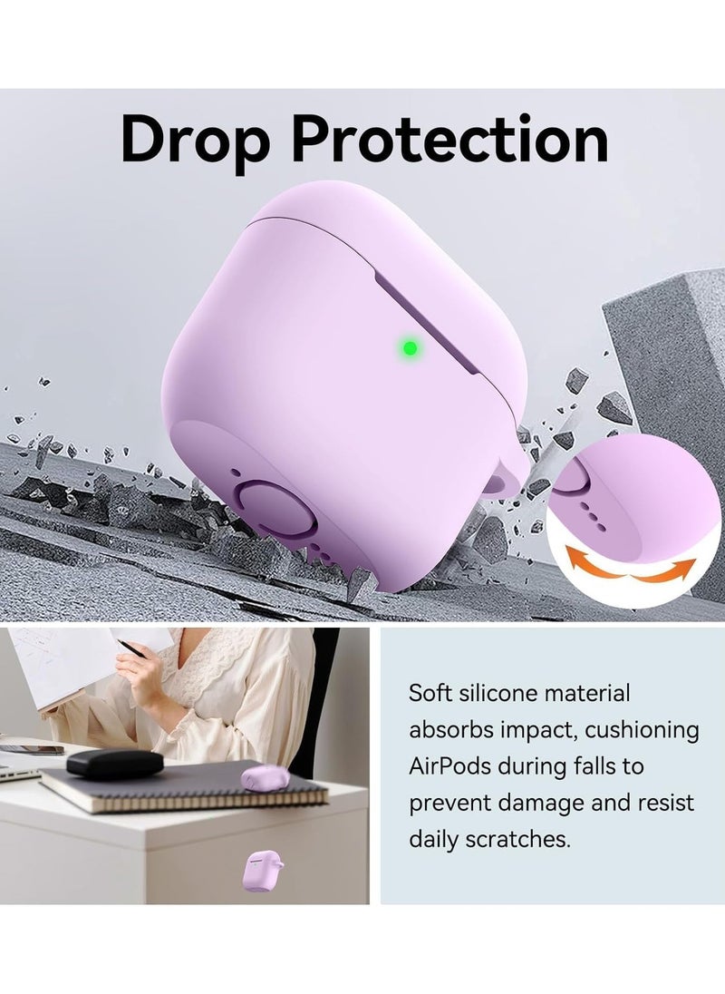 Generic - Compatible With Airpods 4 Case Cover - 2024 Airpod 4th Generation Soft Silicone Case with Lanyard and Keychain for Women, Shockproof Drop Protection Scratch Resistant Cute (Purple) - Image 1