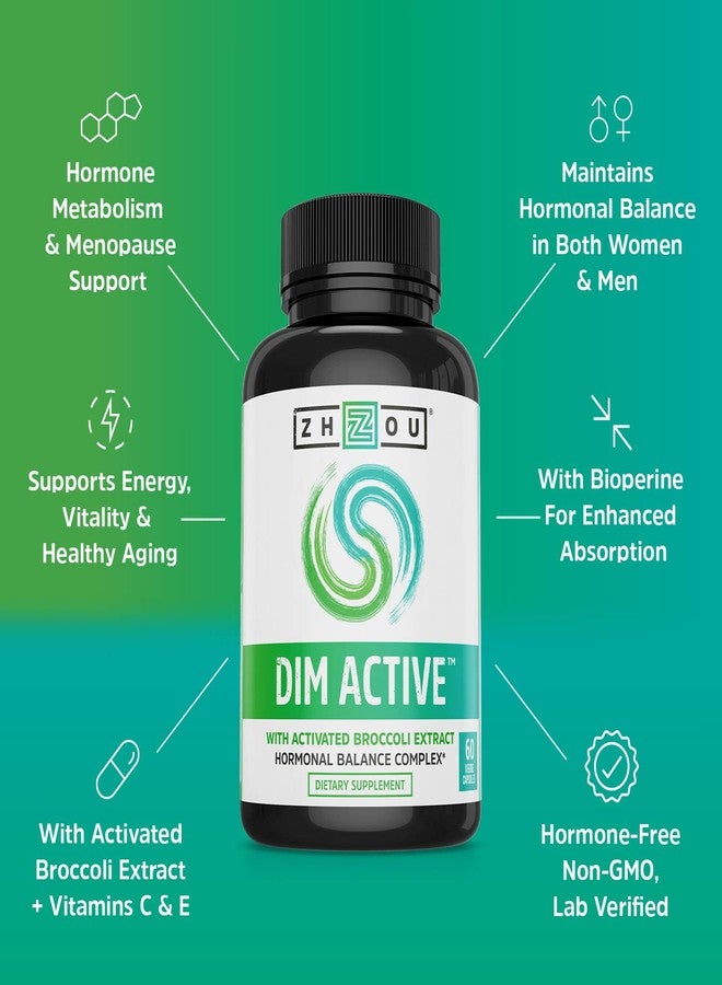 Zhou DIM Active - DIM Supplement, Hormone Balance for Women & Men, Hormonal Support with 250mg Diindolylmethane - 60 Vegan Capsules - Image 4