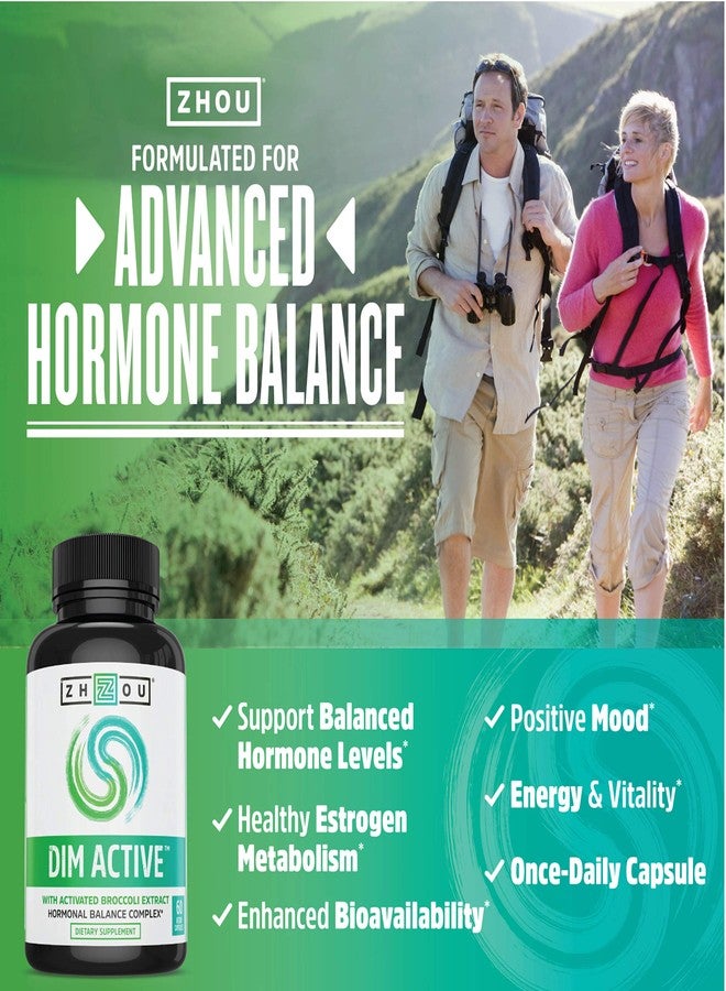 Zhou DIM Active - DIM Supplement, Hormone Balance for Women & Men, Hormonal Support with 250mg Diindolylmethane - 60 Vegan Capsules - Image 3
