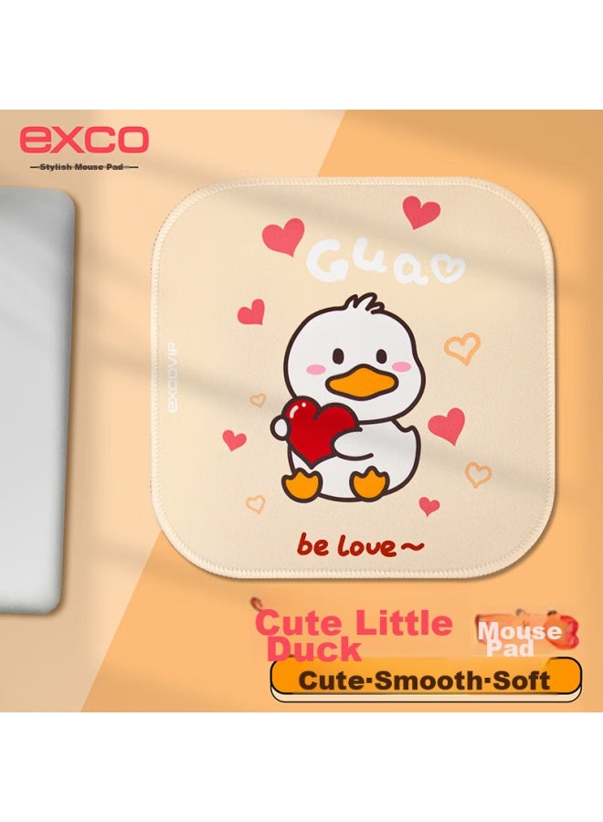 Exco Little Duck Mouse Pad, Small Cute Cartoon Anime Lock Edge Pad, Computer Office Cloth Bread Edge Non-slip Portable Mouse Pad 9824 - Image 1