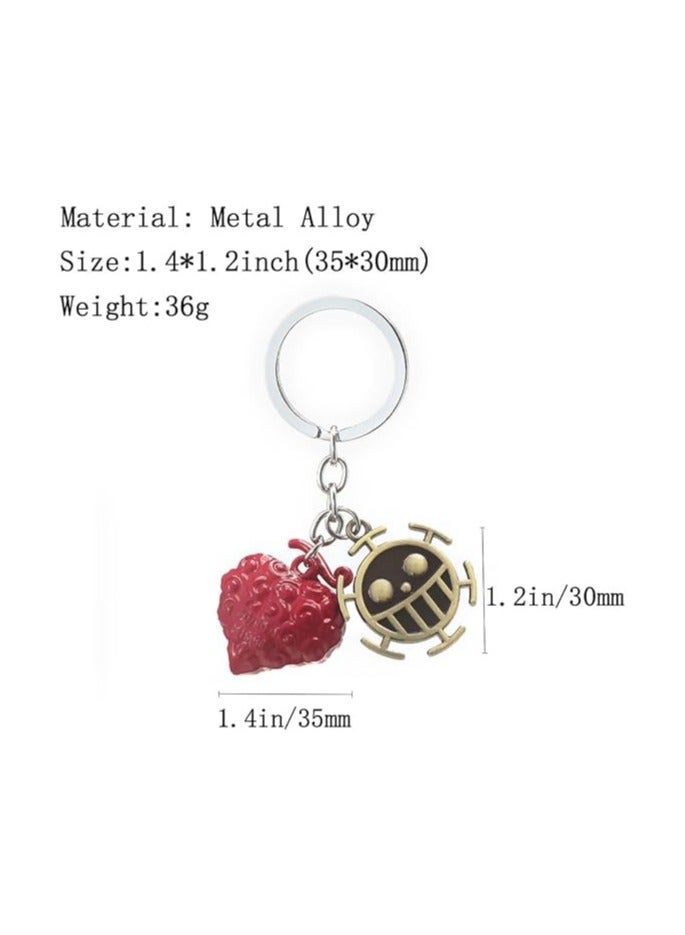 general Devil fruit keychain 4 pcs set, anime all the way to fly pieces Trafalgar law ace Zoro zinc alloy keychain pendant gift set - Image 3