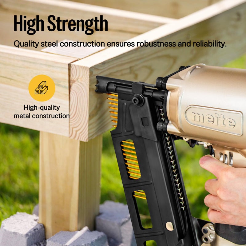 meite 21 Degree Framing Nails 3 Inch 0.131'' Galvanized Plastic Collated Framing Nails, Full Round Head Smooth Shank Structural Nails for Framing Nailer Gun Roof Decking Sheathing 1,000PCS - Image 4