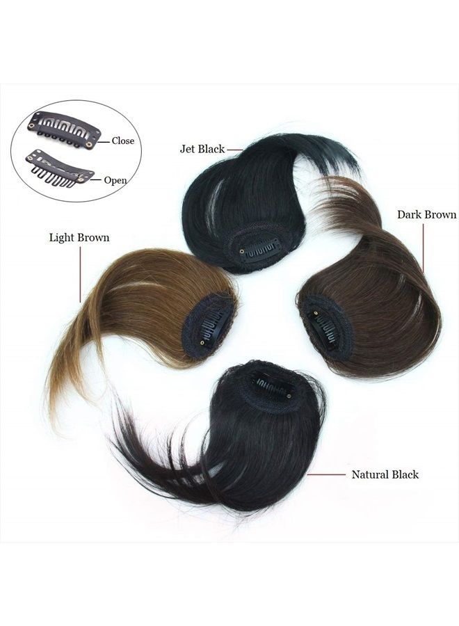 DSOAR Side Bangs Clip in Human Hair Bangs Natural Clip on Side Bang Straight Fringe Real Hair Extensions(Dark Brown) - Image 4