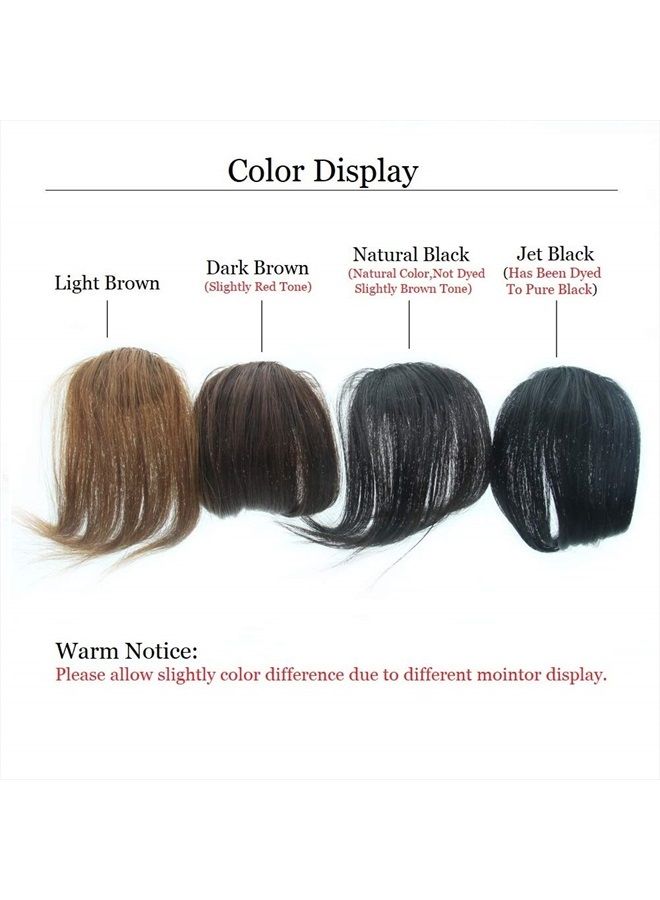 DSOAR Side Bangs Clip in Human Hair Bangs Natural Clip on Side Bang Straight Fringe Real Hair Extensions(Dark Brown) - Image 2