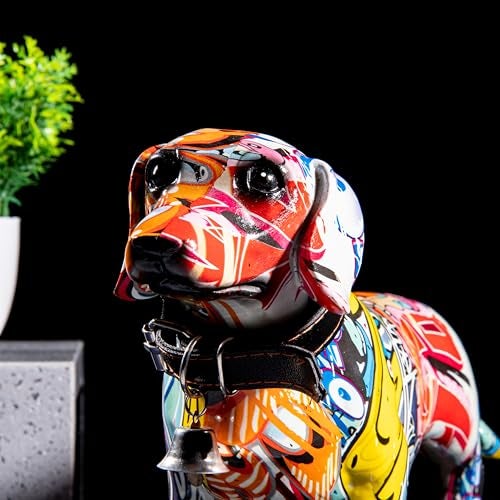 GIBOX Multicolor Dachshund Graffiti Design Dog Decor Showpiece | Cute Animal Canine Figuirine for Living Room, Office Desk | Ideal Gift for Dog Lovers | Resin Puppy Table Accent - Image 3