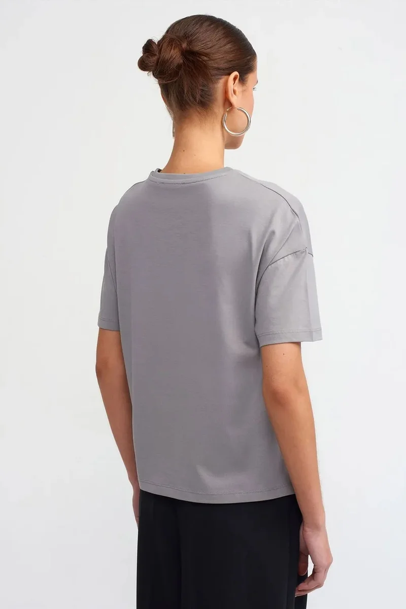 Dilvin Light Grey DILVIN Women's Cotton Crew Neck T-Shirt for Women | Best Price UAE