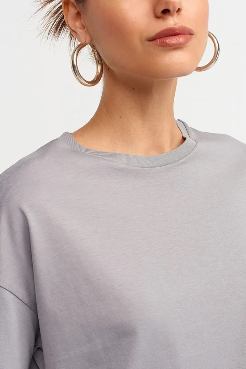 Dilvin Light Grey DILVIN Women's Cotton Crew Neck T-Shirt for Women | Best Price UAE