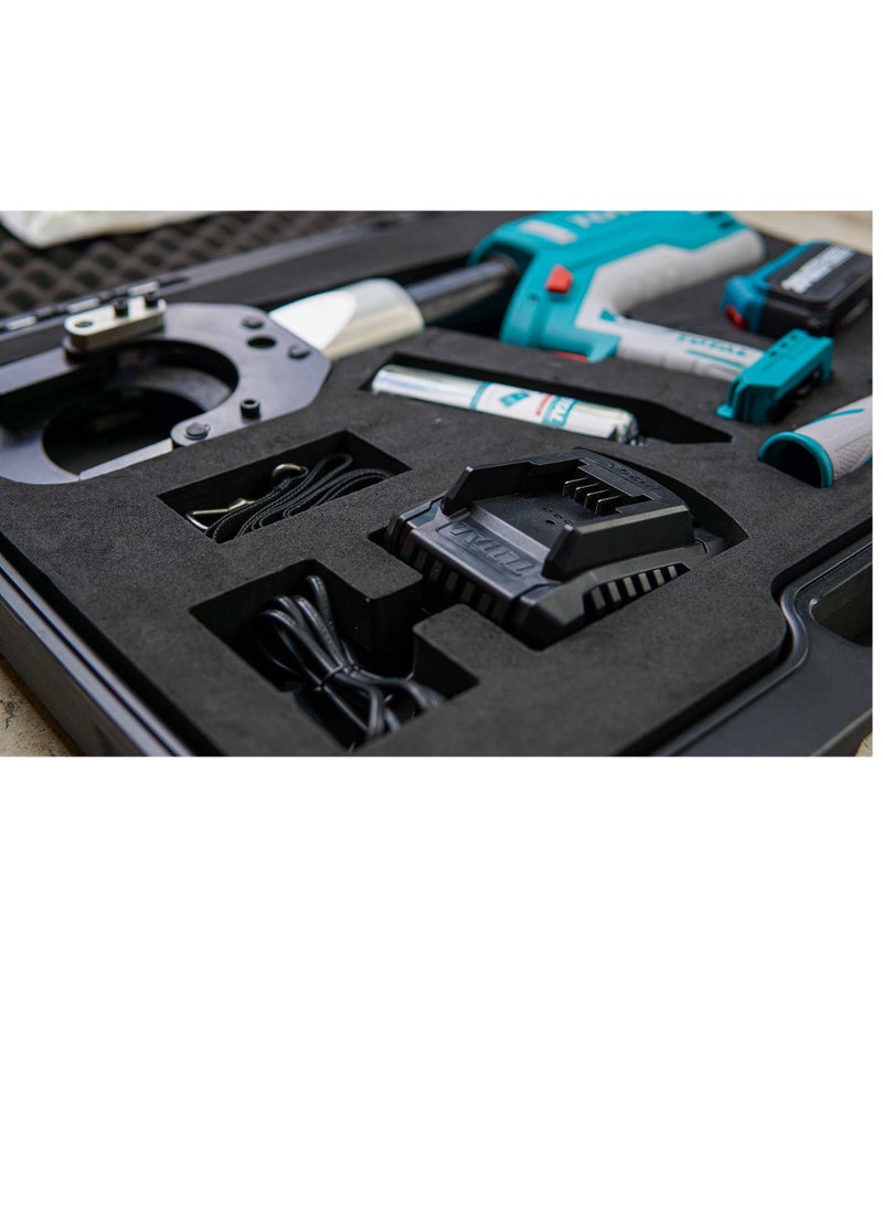 TOTAL Total 20V Cordless Hydraulic Cable Cutter – 85mm Max Cutting Diameter, 60KN Force, LED Display – Battery-Powered Tool for Electrical Cable Cutting – 2×5.0Ah Batteries, Charger & Case Included  - Image 4