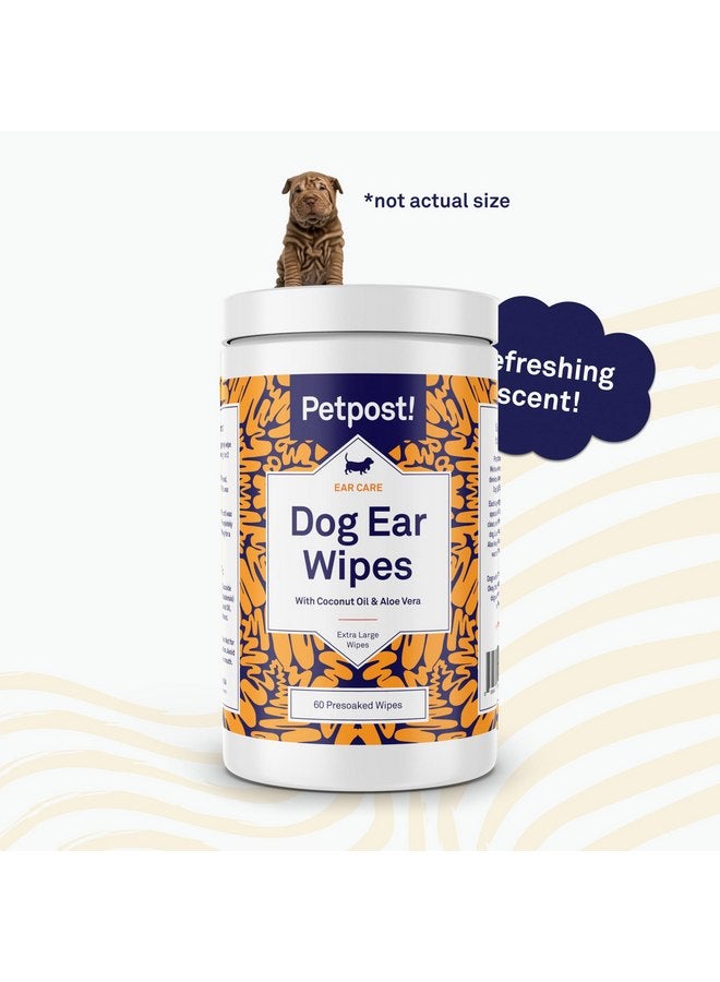 Petpost | Large Dog Ear Cleaner Wipes - Ultra Soft XL Cotton Pads in Coconut Oil Aloe Solution - Remedy for Dog Ear Rinse & Cleanser 60 ct. - Image 5