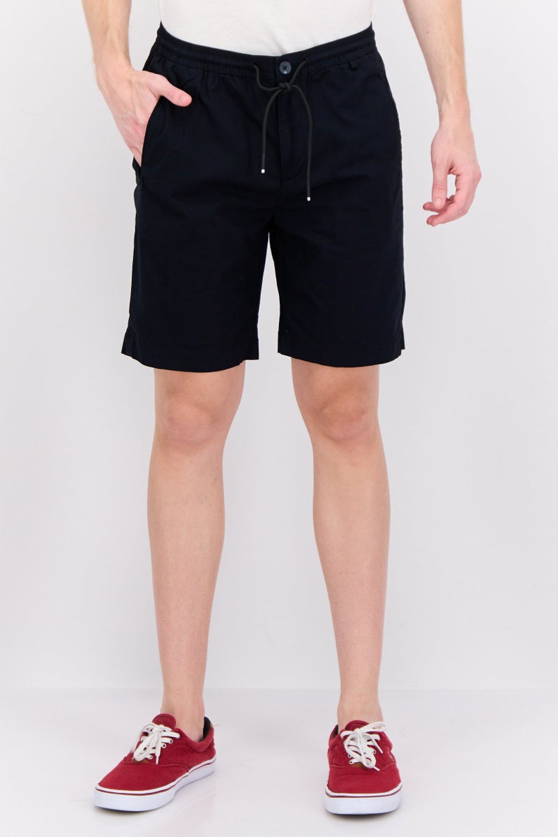 Gazzarrini Men Regular Fit Plain Chino Shorts, Black - Image 1