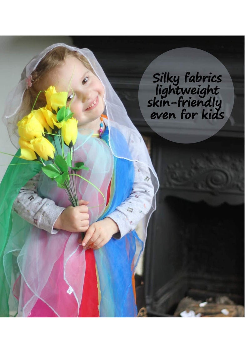 Barakah 6 قطع أوشحة رقص شرقي مربعة أوشحة تلاعب متعددة الألوان تشبه الحرير لعبة حسية للأطفال فرقة الإيقاع، أدوات سحرية - Image 5